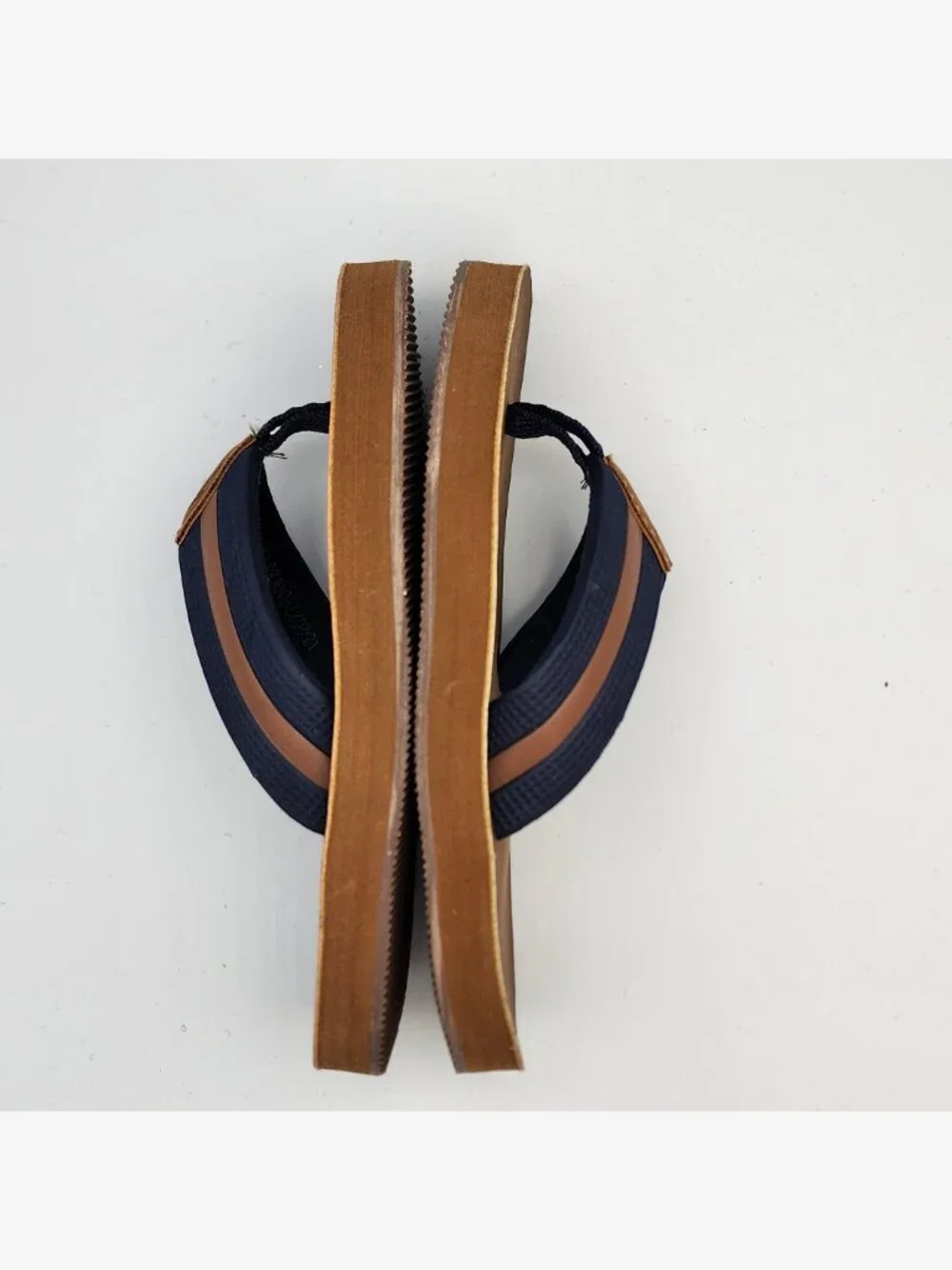 Brown/Navy Stripe Flip Flops | Kid's 10-11